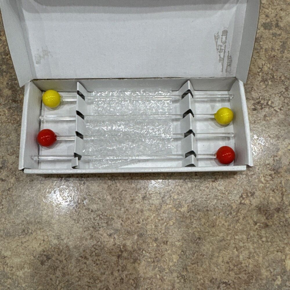 Set of 4 NEW Glass Swizzle Sticks  Orange Yellow 8" New